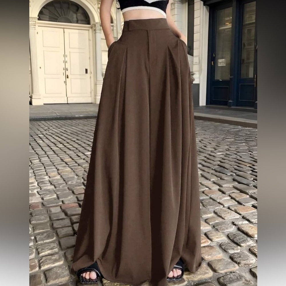 Women's Brown Wide-Leg Pants